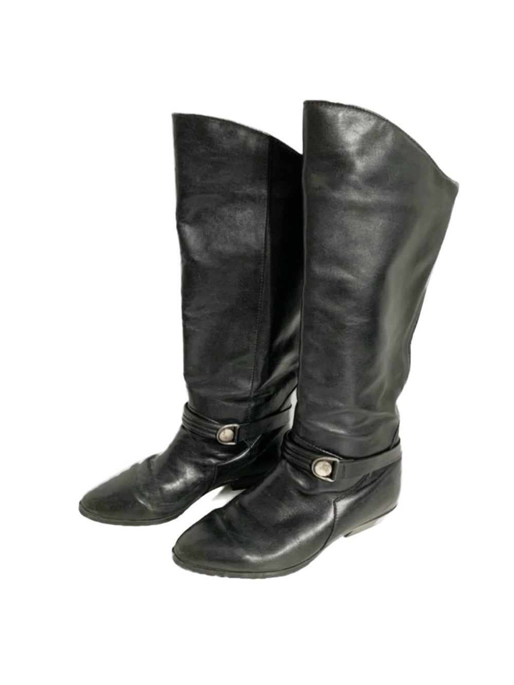 Santana Tall Leather Riding Style Low Heeled Boots Higher in the Front Black ⚫️